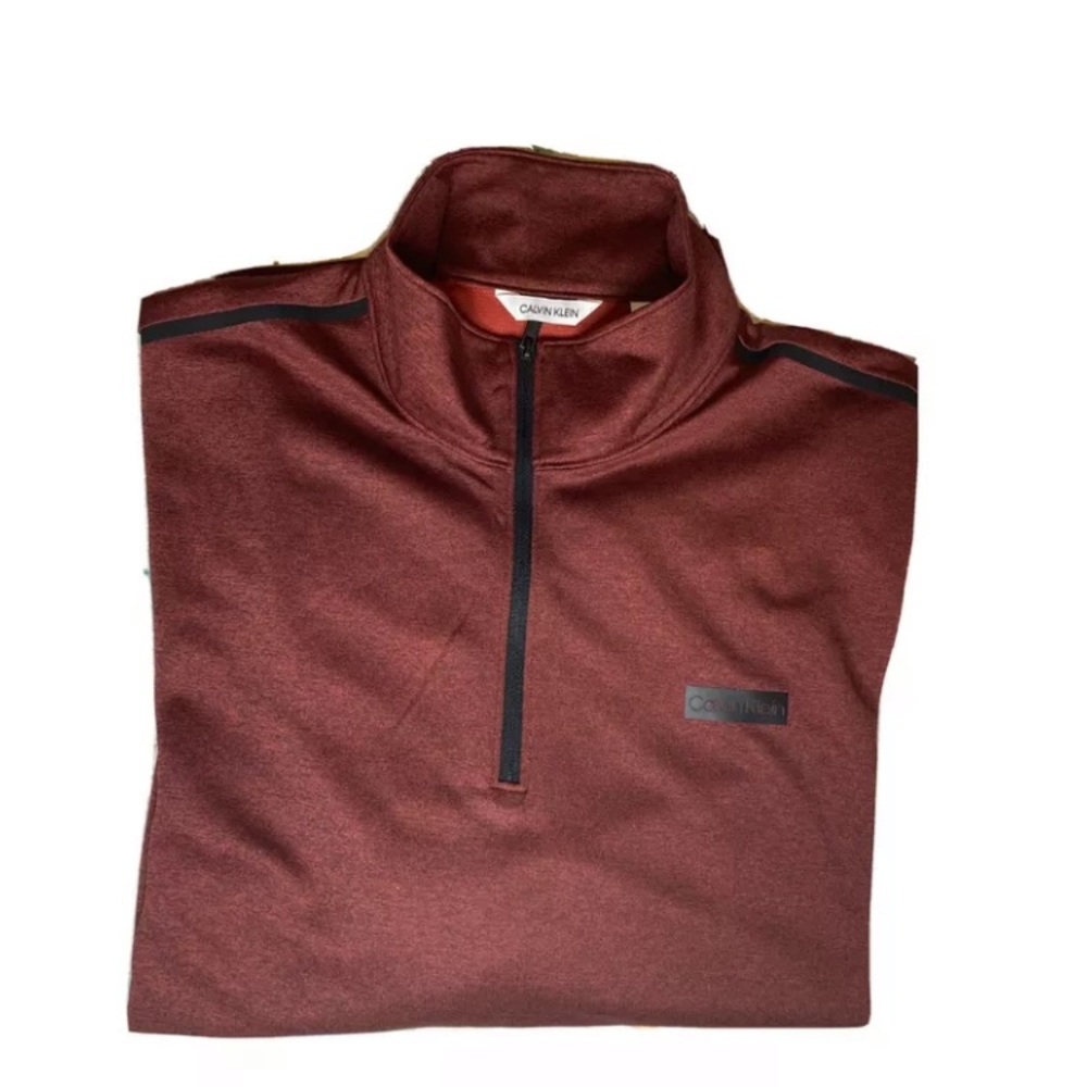 Calvin Klein Unisex Performance Fleece 1/4 Zip Cropped Sweatshirt , Red, Large